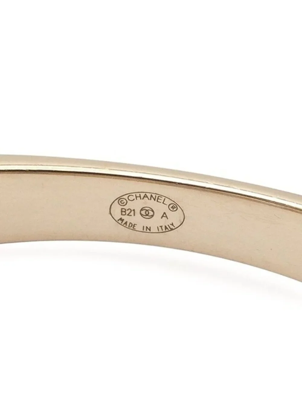 Chanel Bangle Gold Metal Costume Pearl Rhinestone CC Logo Bracelet